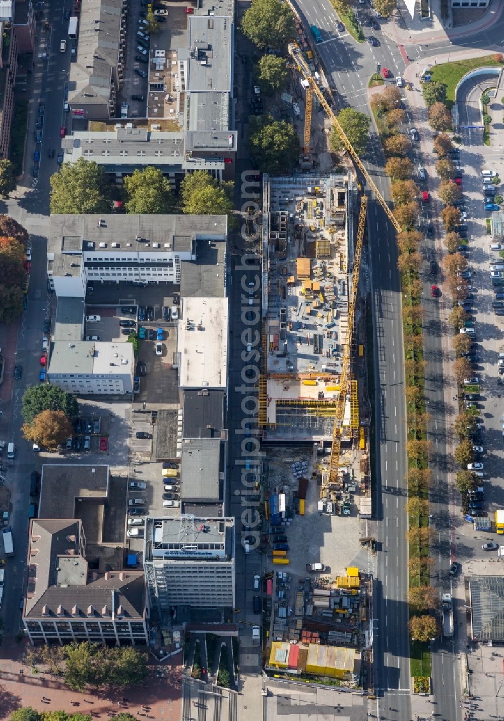 Dortmund from above - View of the new construction of the German Soccer Museum in Dortmund in the state of North Rhine-Westphalia