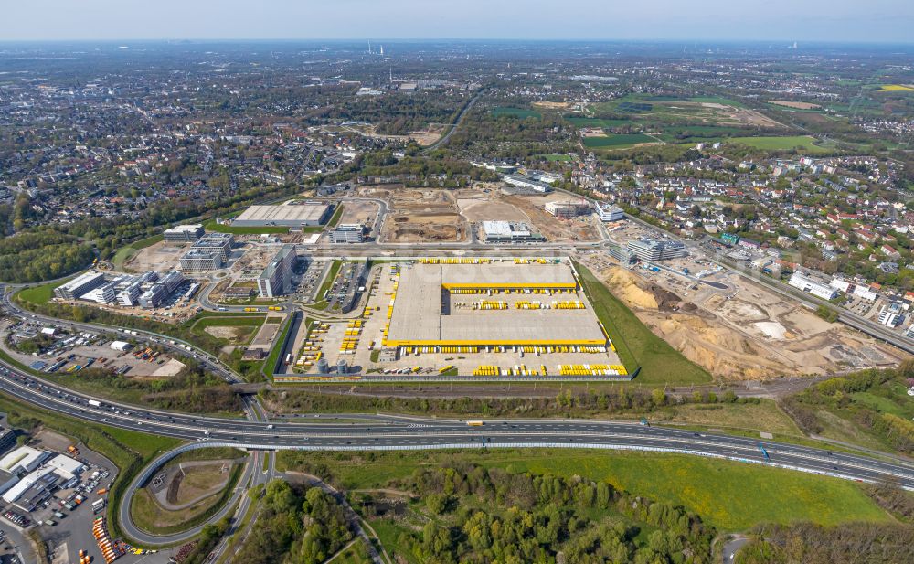 Bochum from the bird's eye view: New building and DHL logistics center in the development area MARK 51AA?7 in Bochum at Ruhrgebiet in the state North Rhine-Westphalia, Germany