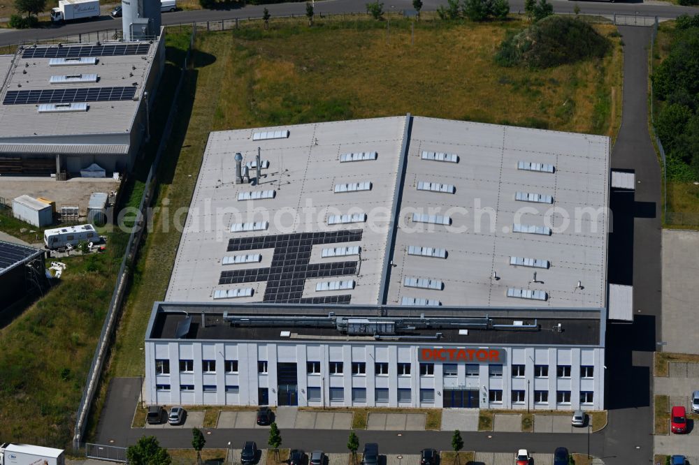 Bernau from the bird's eye view: New building Dictator production facility Pappelallee Bernau in the district of Schoenow in Bernau in the federal state of Brandenburg, Germany