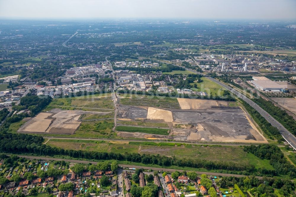 Aerial photograph Oberhausen - Construction site for a warehouse and forwarding building of Edeka-Zentrallager on Waldteichstrasse in Gewerbegebiet Weierheide in Oberhausen in the state North Rhine-Westphalia, Germany