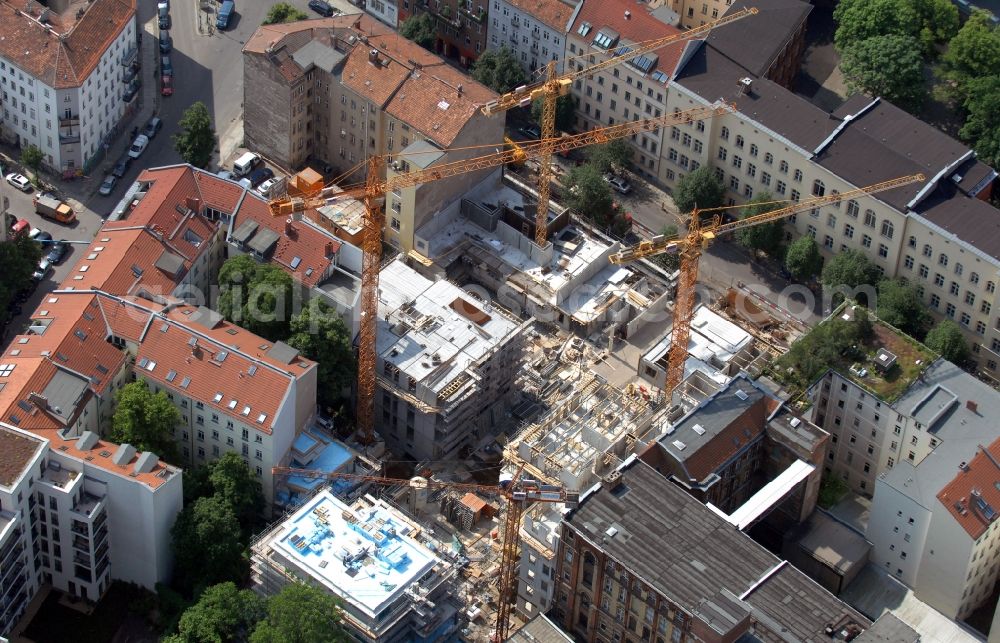 Berlin from the bird's eye view: View of new construction of the residences Choriner Hoefe in Berlin