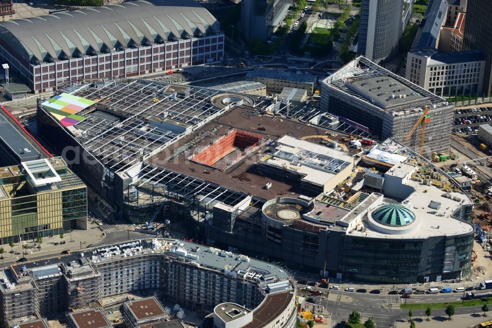 Aerial image Frankfurt am Main - Construction site of building of the shopping center Skyline Plaza on Europa - Allee in the district Gallus in Frankfurt in the state Hesse, Germany