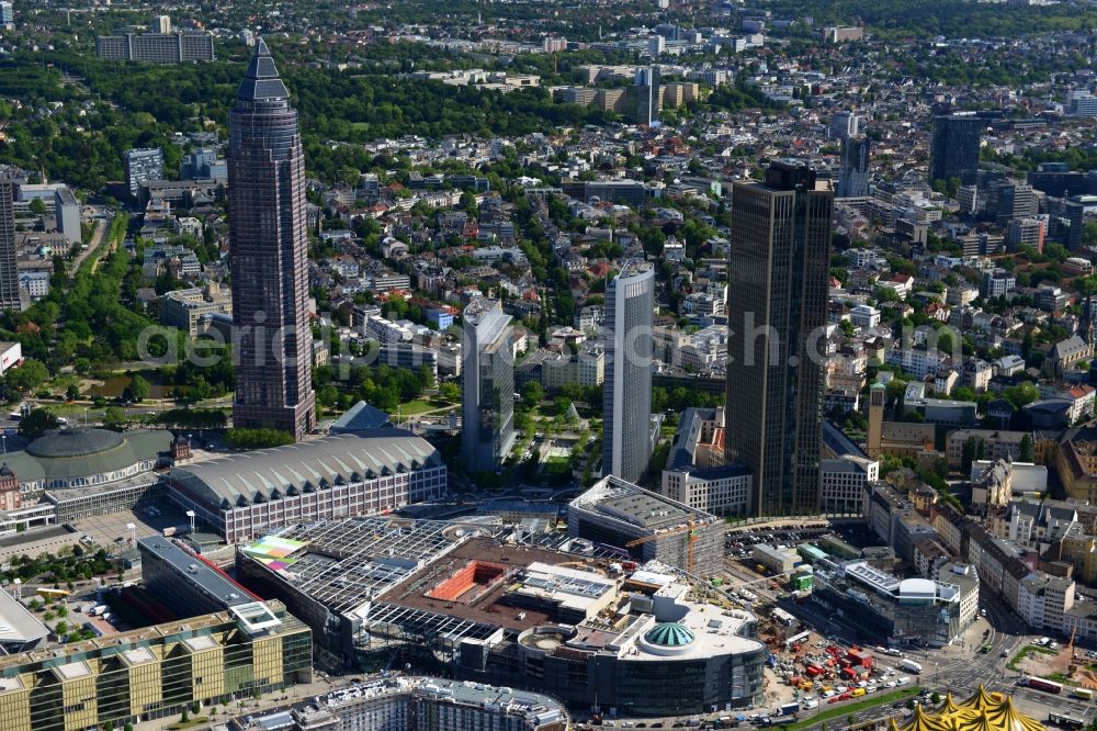 Aerial image Frankfurt am Main - Construction site of building of the shopping center Skyline Plaza on Europa - Allee in the district Gallus in Frankfurt in the state Hesse, Germany