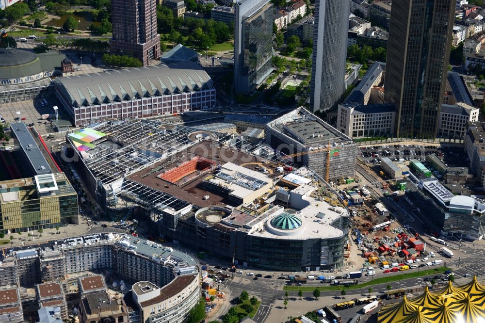 Aerial photograph Frankfurt am Main - Construction site of building of the shopping center Skyline Plaza on Europa - Allee in the district Gallus in Frankfurt in the state Hesse, Germany