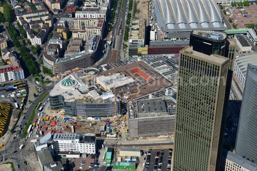 Aerial image Frankfurt am Main - Construction site of building of the shopping center Skyline Plaza on Europa - Allee in the district Gallus in Frankfurt in the state Hesse, Germany