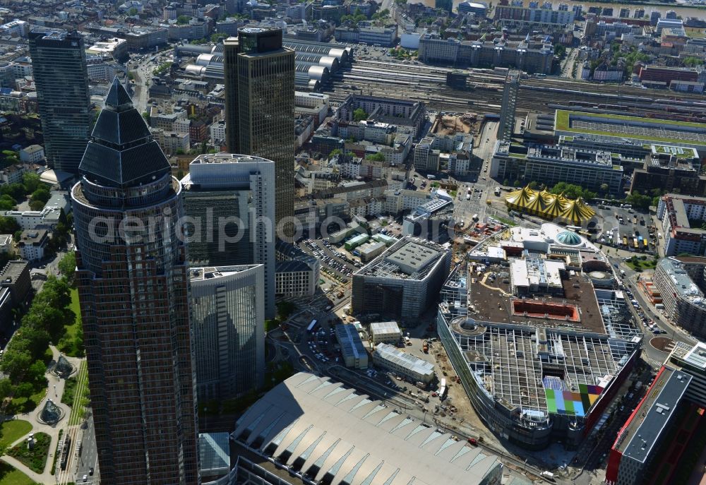 Aerial image Frankfurt am Main - Construction site of building of the shopping center Skyline Plaza on Europa - Allee in the district Gallus in Frankfurt in the state Hesse, Germany