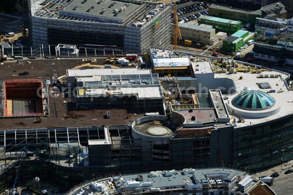 Frankfurt am Main from above - Construction site of building of the shopping center Skyline Plaza on Europa - Allee in the district Gallus in Frankfurt in the state Hesse, Germany