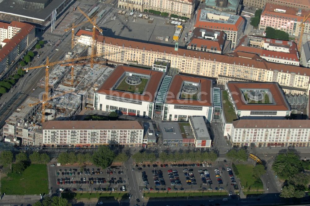 Aerial image Dresden - Construction site Building of the shopping center Altmarkt Galerie der ECE Projektmanagement GmbH in Dresden in the state Saxony