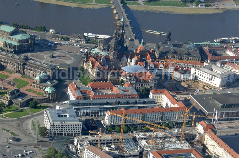 Aerial photograph Dresden - Construction site Building of the shopping center Altmarkt Galerie der ECE Projektmanagement GmbH in Dresden in the state Saxony