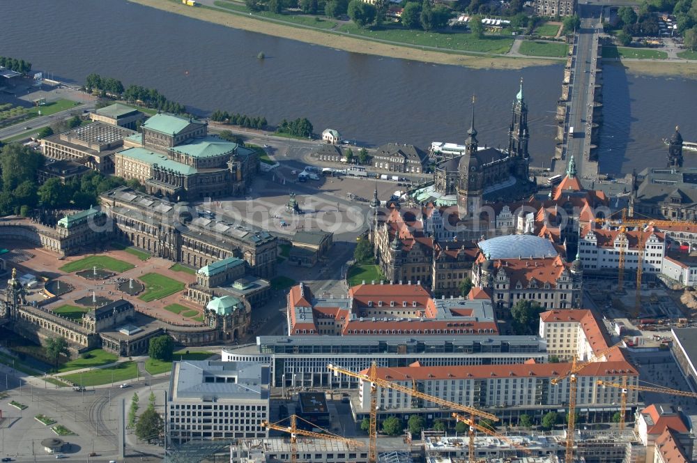 Aerial photograph Dresden - Construction site Building of the shopping center Altmarkt Galerie der ECE Projektmanagement GmbH in Dresden in the state Saxony