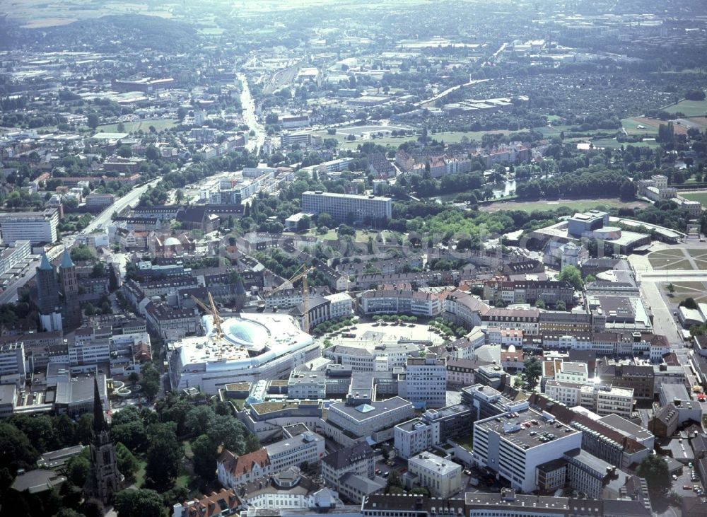 Aerial image Kassel - Construction site of building of the shopping center City-Point Kassel of ECE on Koenigsplatz in Kassel in the state Hesse