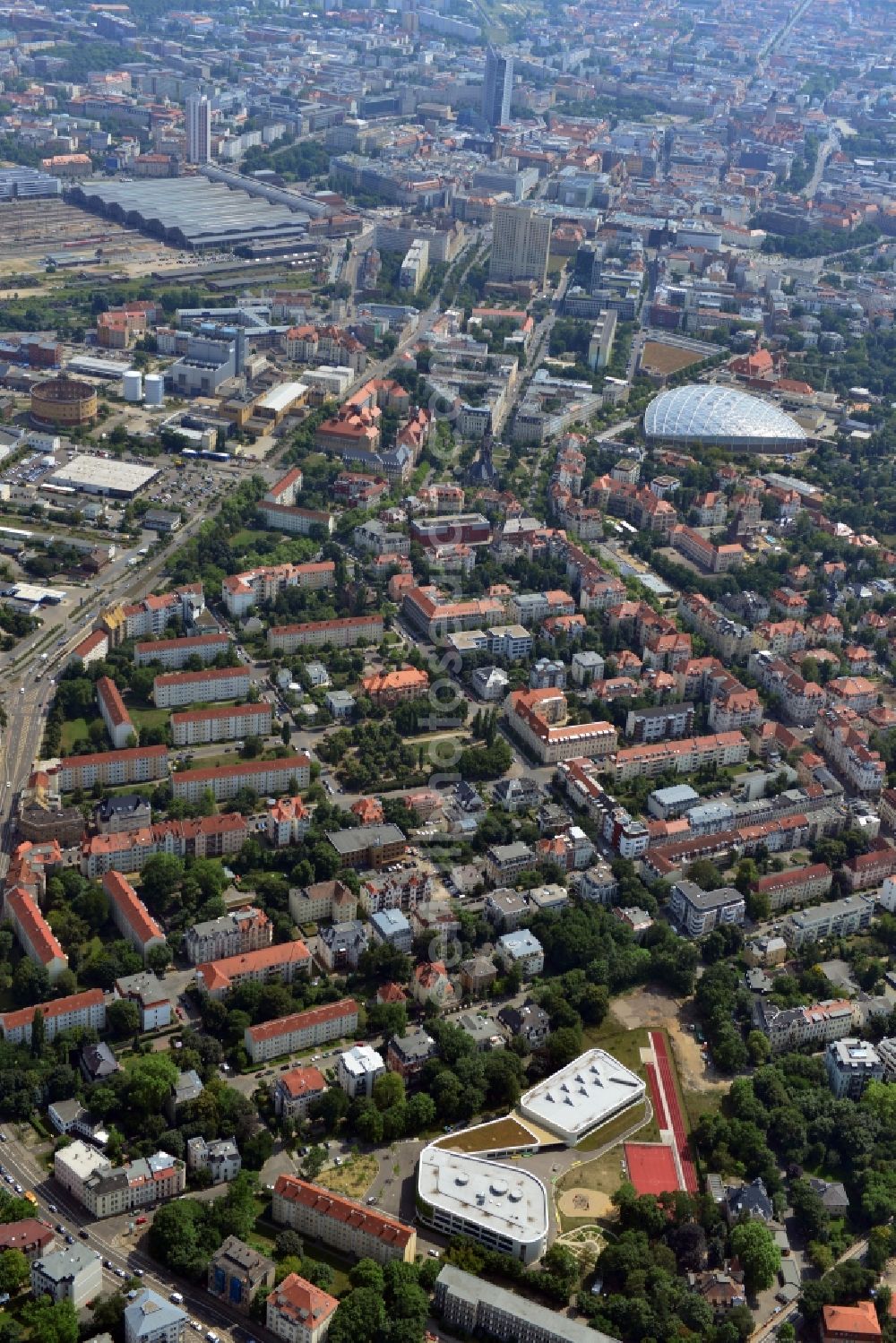 Aerial image Leipzig - Erich Kästner school in Leipzig in Saxony