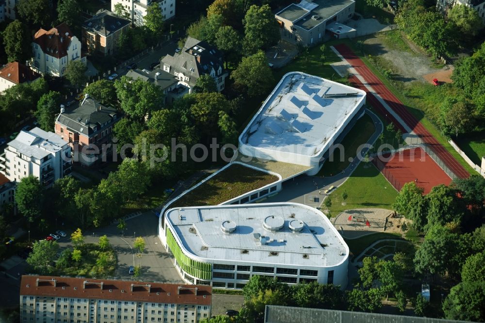 Leipzig from above - Erich Kaestner school in Leipzig in Saxony