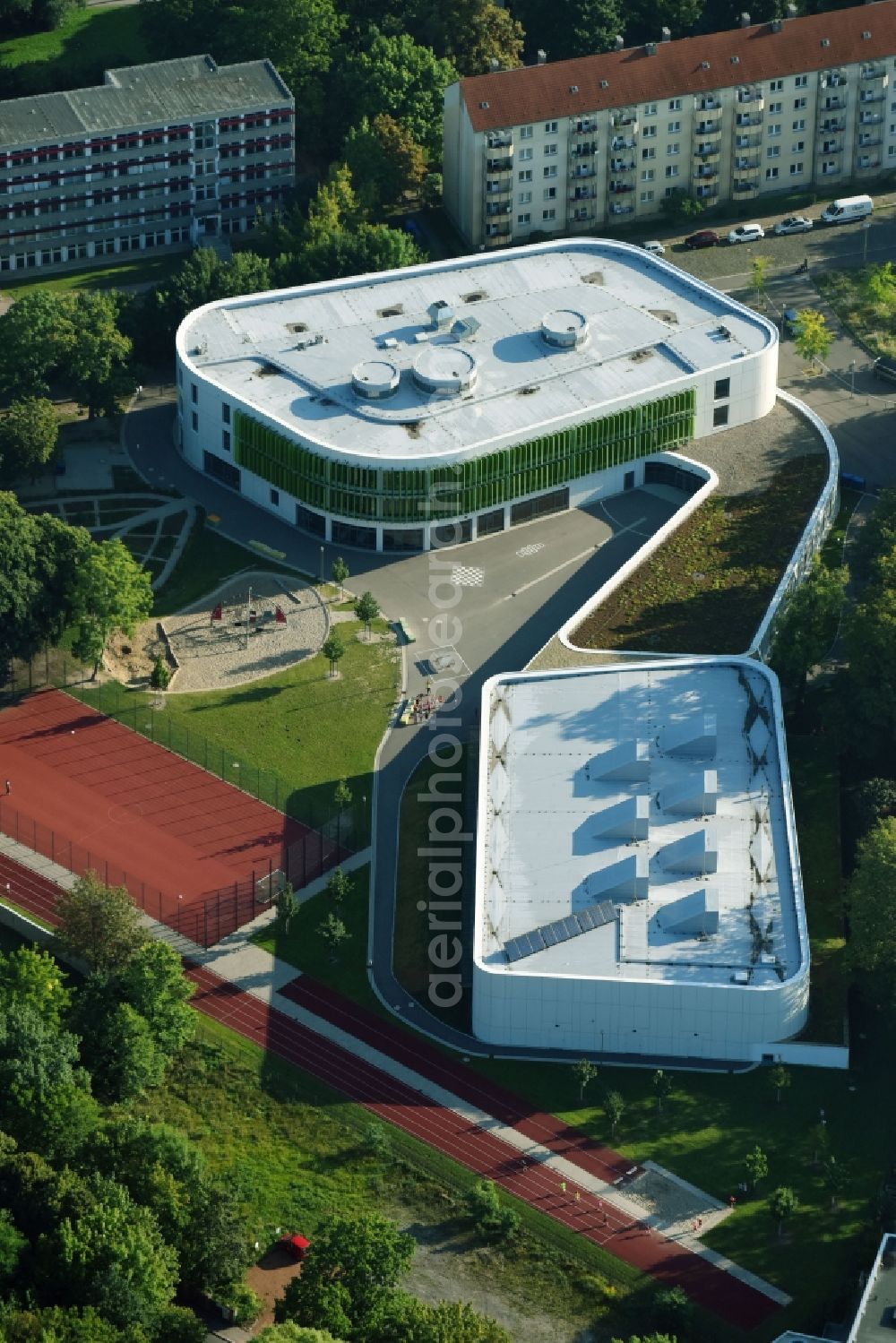 Aerial image Leipzig - Erich Kaestner school in Leipzig in Saxony