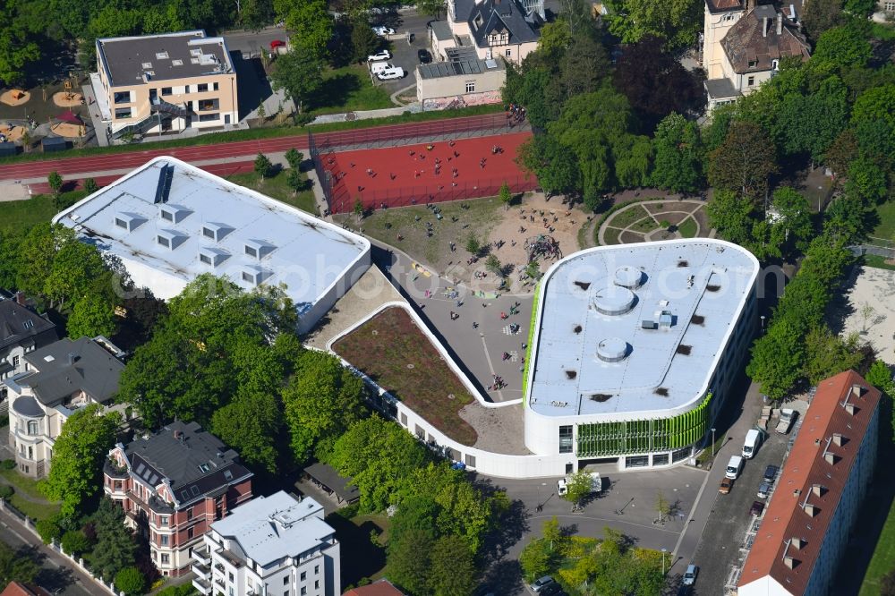 Leipzig from above - Erich Kaestner school in Leipzig in Saxony