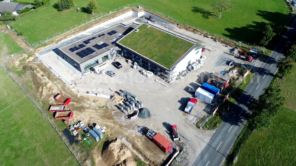 Hennef (Sieg) from above - New construction of a fire station in Soeven in the state North Rhine-Westphalia, Germany