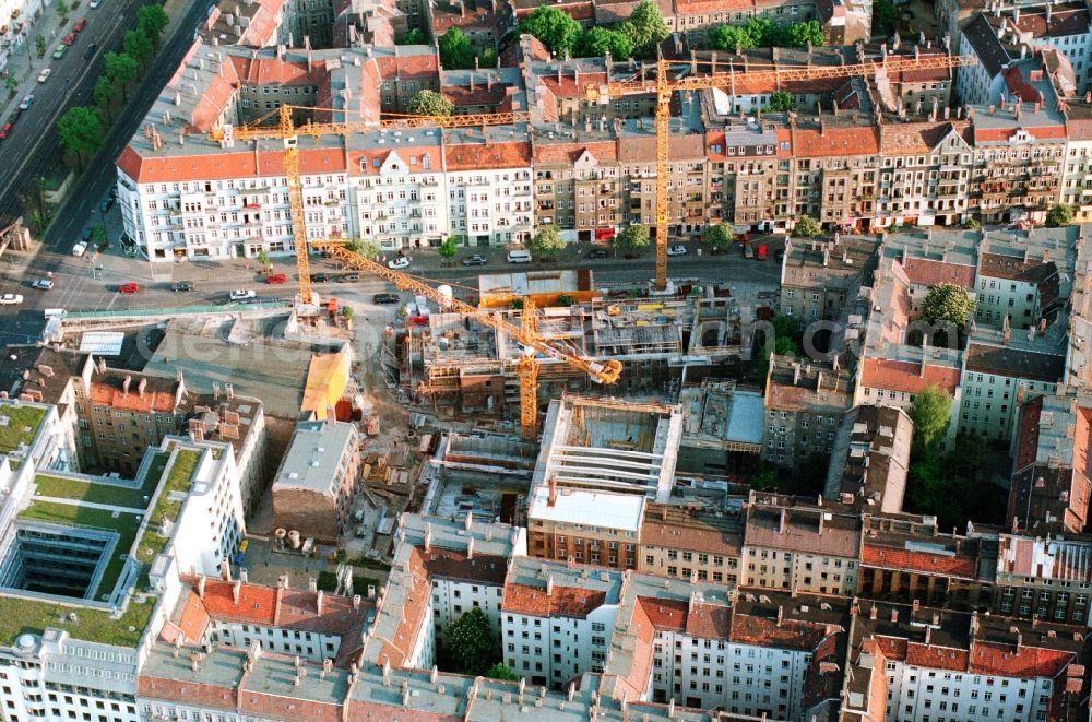 Berlin Prenzlauer Berg from above - New Movie Theatre - Cinema CINEMAX on Schoenhauser Allee in Prenzlauer Berg district of Berlin