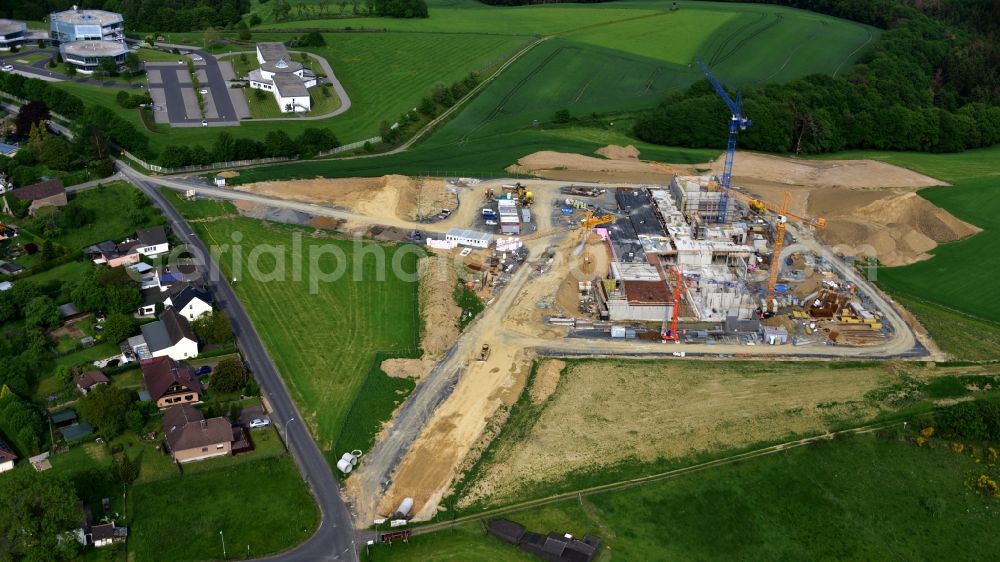 Aerial photograph Rahms - New construction of the company headquarters of Wirtgen Invest Holding GmbH in Rahms in the state Rhineland-Palatinate, Germany