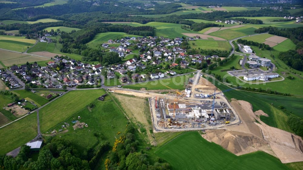 Rahms from the bird's eye view: New construction of the company headquarters of Wirtgen Invest Holding GmbH in Rahms in the state Rhineland-Palatinate, Germany