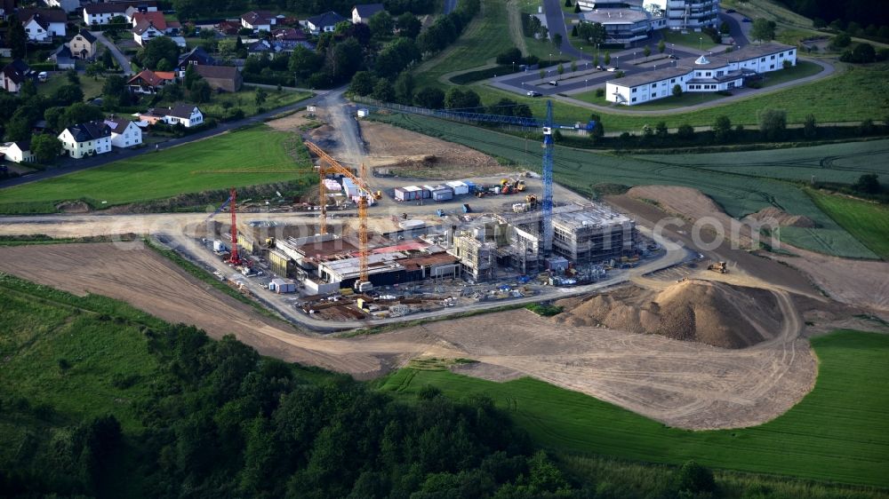 Rahms from the bird's eye view: New construction of the company headquarters of Wirtgen Invest Holding GmbH in Rahms in the state Rhineland-Palatinate, Germany