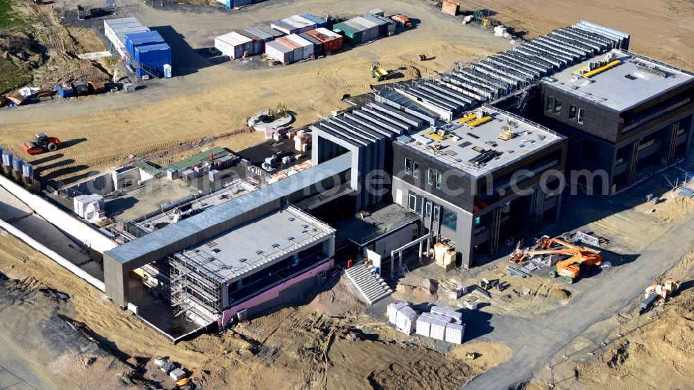 Aerial image Rahms - New construction of the company headquarters of Wirtgen Invest Holding GmbH in Rahms in the state Rhineland-Palatinate, Germany