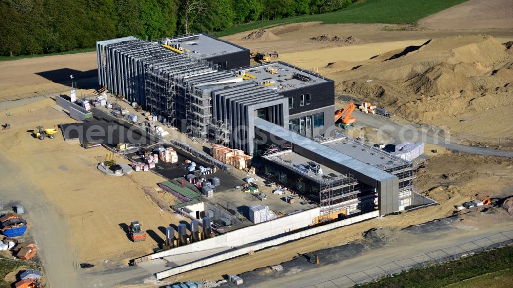 Rahms from the bird's eye view: New construction of the company headquarters of Wirtgen Invest Holding GmbH in Rahms in the state Rhineland-Palatinate, Germany