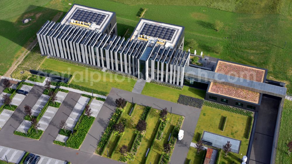 Aerial image Neustadt (Wied) - New construction of the company headquarters of Wirtgen Invest Holding GmbH in Rahms in the state Rhineland-Palatinate, Germany