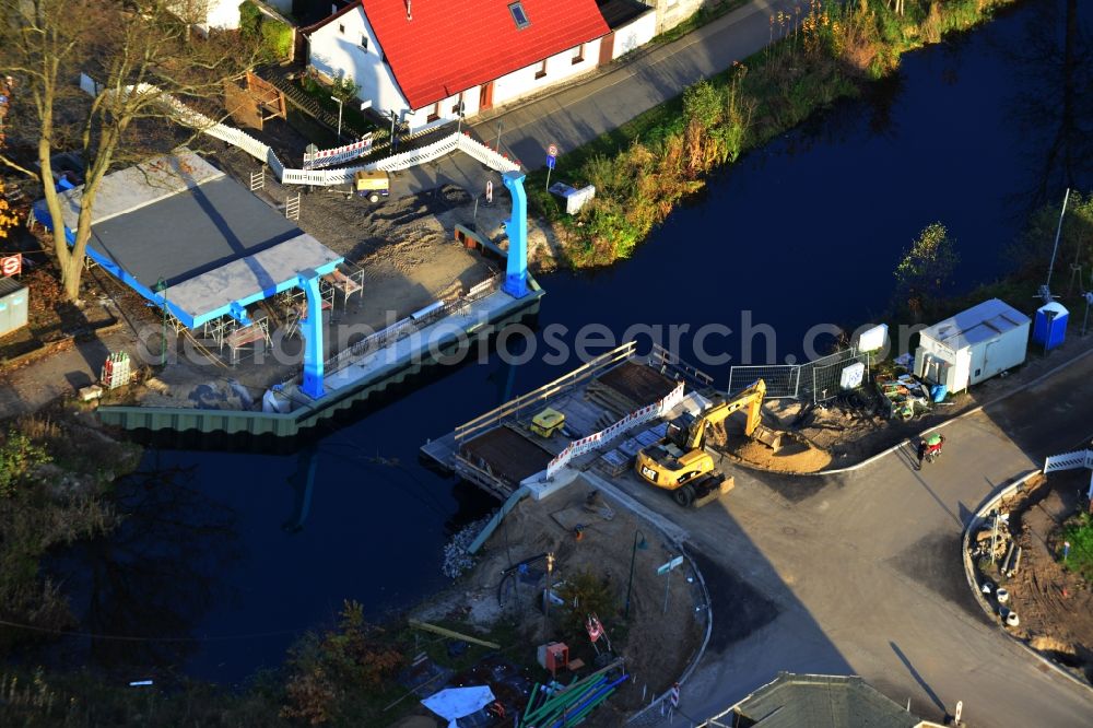 Aerial photograph Zerpenschleuse - Construction site of River - bridge construction Oder-Havel-Kanal in Zerpenschleuse in the state Brandenburg, Germany