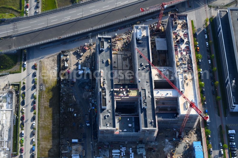 Bremen from above - Construction site to build a new office and commercial building Forschungs- und Technologiezentrum EcoMaT on Airbusallee - Cornelius-Edzard-Strasse - Claudius-Dornier-Strasse in the district Neustadt in Bremen, Germany