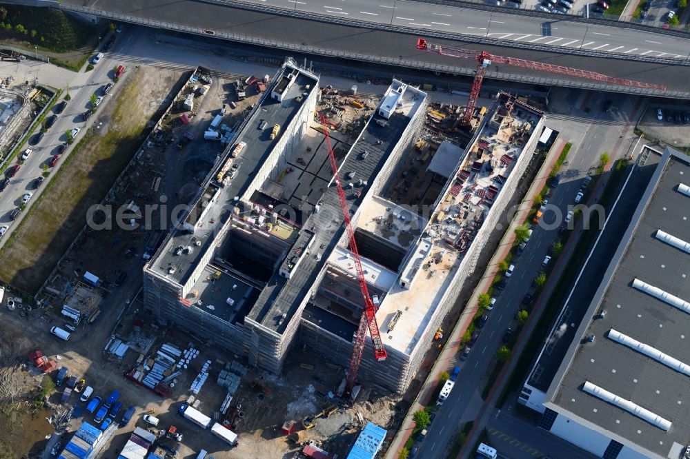 Aerial image Bremen - Construction site to build a new office and commercial building Forschungs- und Technologiezentrum EcoMaT on Airbusallee - Cornelius-Edzard-Strasse - Claudius-Dornier-Strasse in the district Neustadt in Bremen, Germany