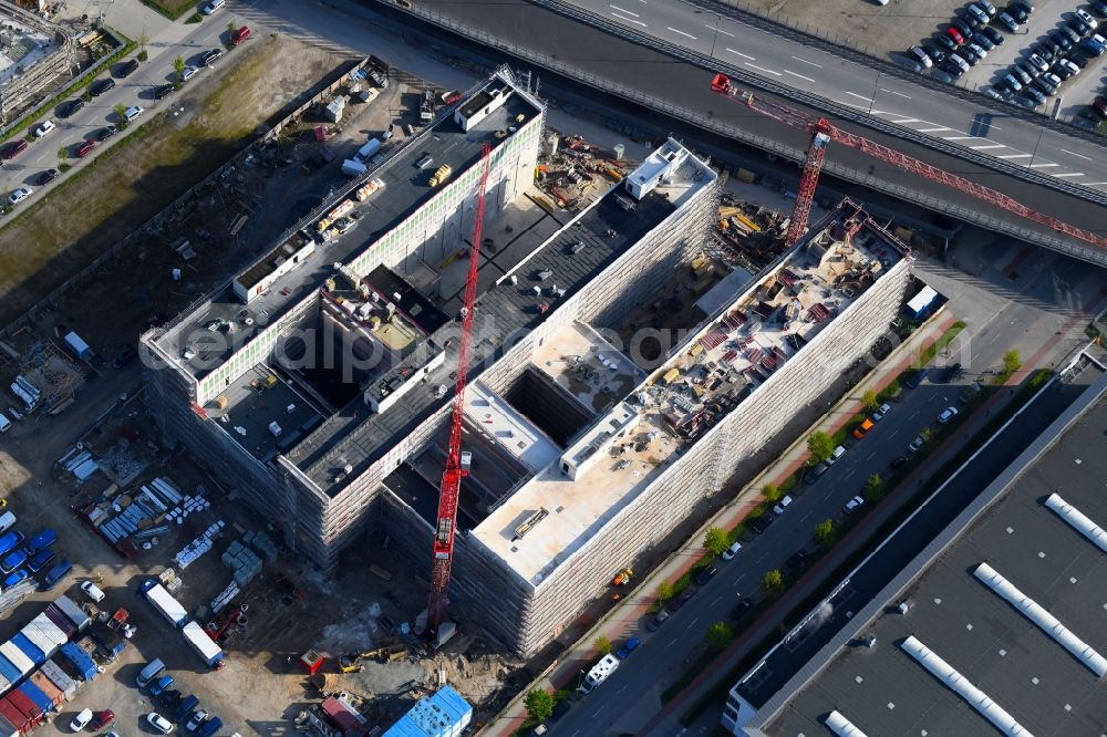 Aerial photograph Bremen - Construction site to build a new office and commercial building Forschungs- und Technologiezentrum EcoMaT on Airbusallee - Cornelius-Edzard-Strasse - Claudius-Dornier-Strasse in the district Neustadt in Bremen, Germany