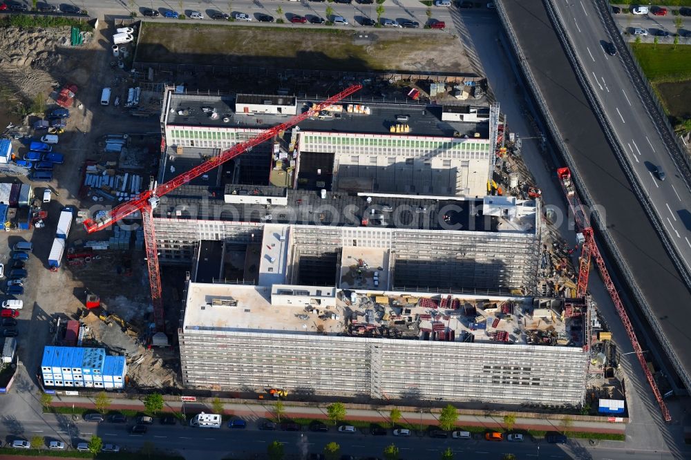 Bremen from the bird's eye view: Construction site to build a new office and commercial building Forschungs- und Technologiezentrum EcoMaT on Airbusallee - Cornelius-Edzard-Strasse - Claudius-Dornier-Strasse in the district Neustadt in Bremen, Germany