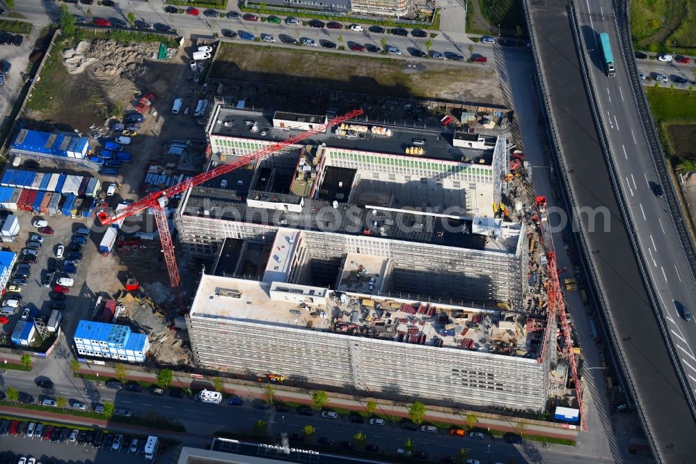 Aerial image Bremen - Construction site to build a new office and commercial building Forschungs- und Technologiezentrum EcoMaT on Airbusallee - Cornelius-Edzard-Strasse - Claudius-Dornier-Strasse in the district Neustadt in Bremen, Germany