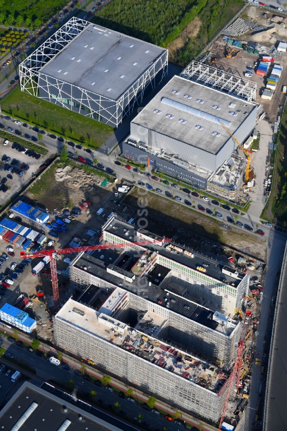 Aerial photograph Bremen - Construction site to build a new office and commercial building Forschungs- und Technologiezentrum EcoMaT on Airbusallee - Cornelius-Edzard-Strasse - Claudius-Dornier-Strasse in the district Neustadt in Bremen, Germany