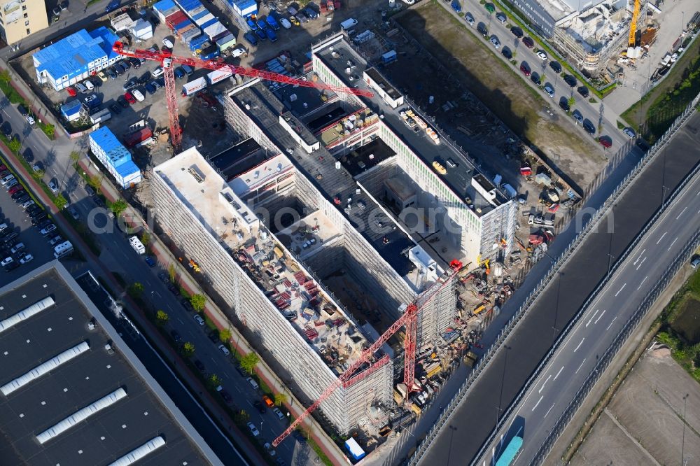 Bremen from above - Construction site to build a new office and commercial building Forschungs- und Technologiezentrum EcoMaT on Airbusallee - Cornelius-Edzard-Strasse - Claudius-Dornier-Strasse in the district Neustadt in Bremen, Germany