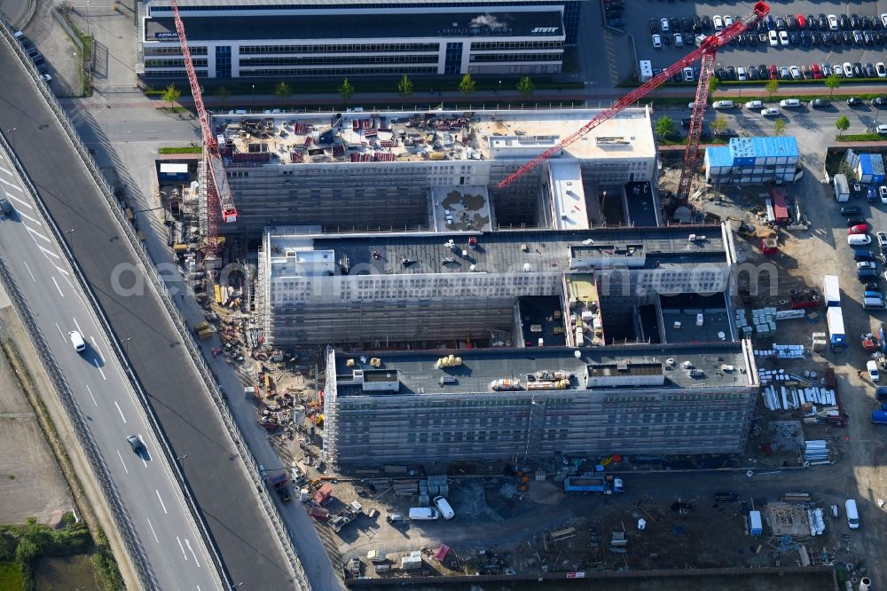 Aerial photograph Bremen - Construction site to build a new office and commercial building Forschungs- und Technologiezentrum EcoMaT on Airbusallee - Cornelius-Edzard-Strasse - Claudius-Dornier-Strasse in the district Neustadt in Bremen, Germany