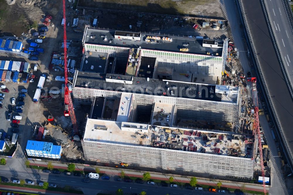 Bremen from above - Construction site to build a new office and commercial building Forschungs- und Technologiezentrum EcoMaT on Airbusallee - Cornelius-Edzard-Strasse - Claudius-Dornier-Strasse in the district Neustadt in Bremen, Germany