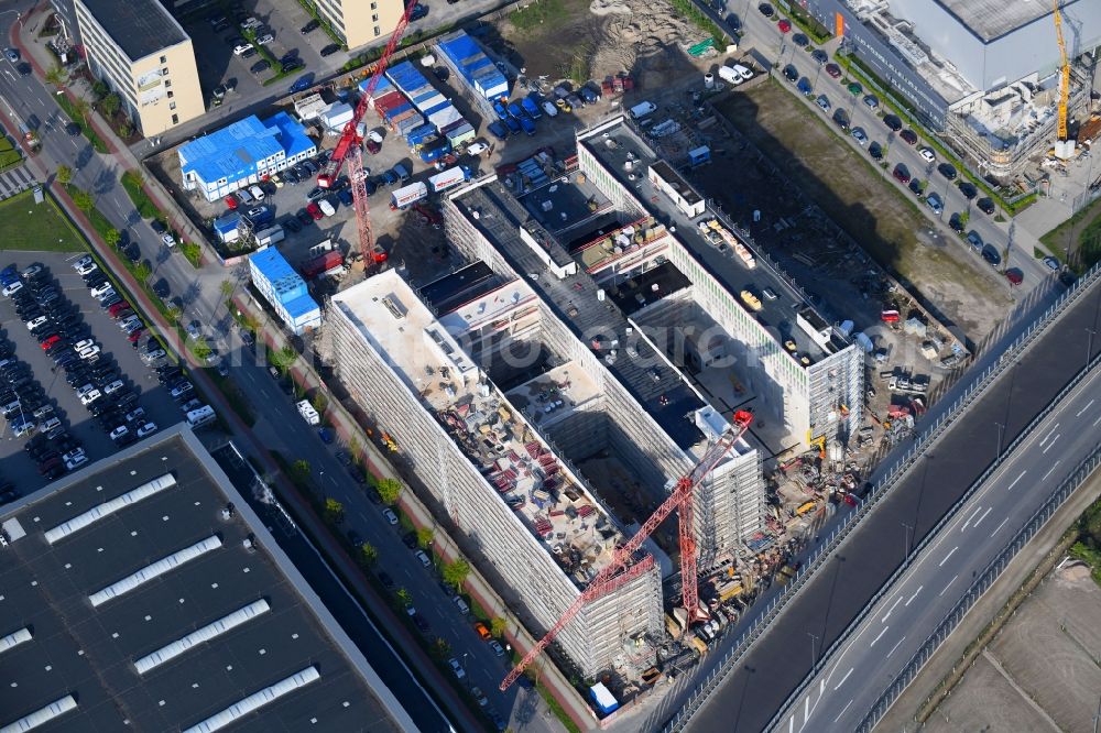 Aerial image Bremen - Construction site to build a new office and commercial building Forschungs- und Technologiezentrum EcoMaT on Airbusallee - Cornelius-Edzard-Strasse - Claudius-Dornier-Strasse in the district Neustadt in Bremen, Germany