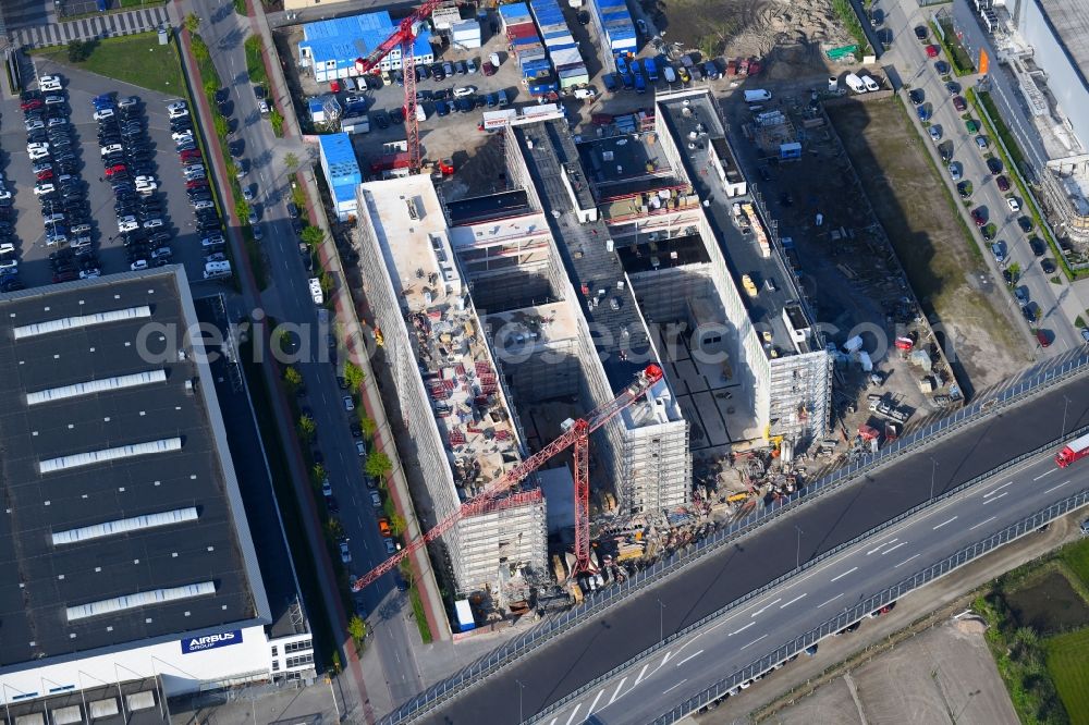 Bremen from above - Construction site to build a new office and commercial building Forschungs- und Technologiezentrum EcoMaT on Airbusallee - Cornelius-Edzard-Strasse - Claudius-Dornier-Strasse in the district Neustadt in Bremen, Germany