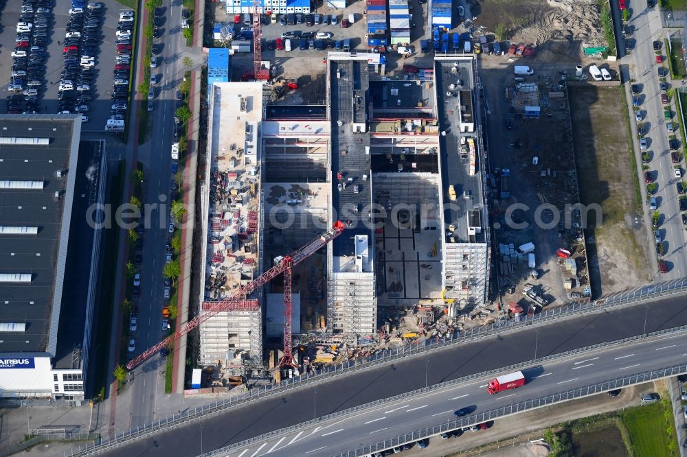 Aerial image Bremen - Construction site to build a new office and commercial building Forschungs- und Technologiezentrum EcoMaT on Airbusallee - Cornelius-Edzard-Strasse - Claudius-Dornier-Strasse in the district Neustadt in Bremen, Germany