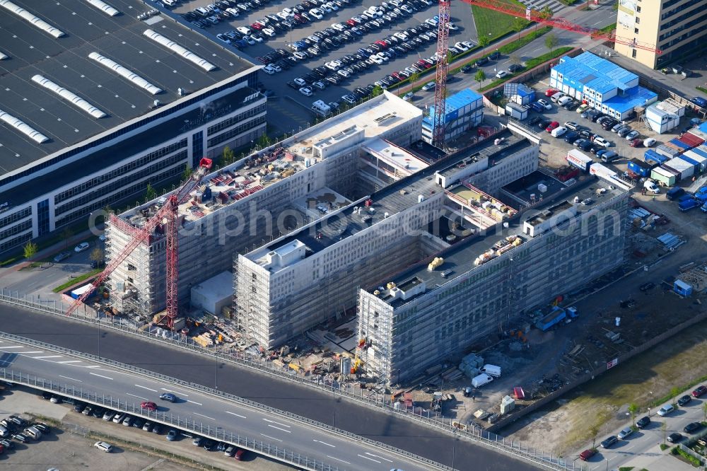 Aerial photograph Bremen - Construction site to build a new office and commercial building Forschungs- und Technologiezentrum EcoMaT on Airbusallee - Cornelius-Edzard-Strasse - Claudius-Dornier-Strasse in the district Neustadt in Bremen, Germany