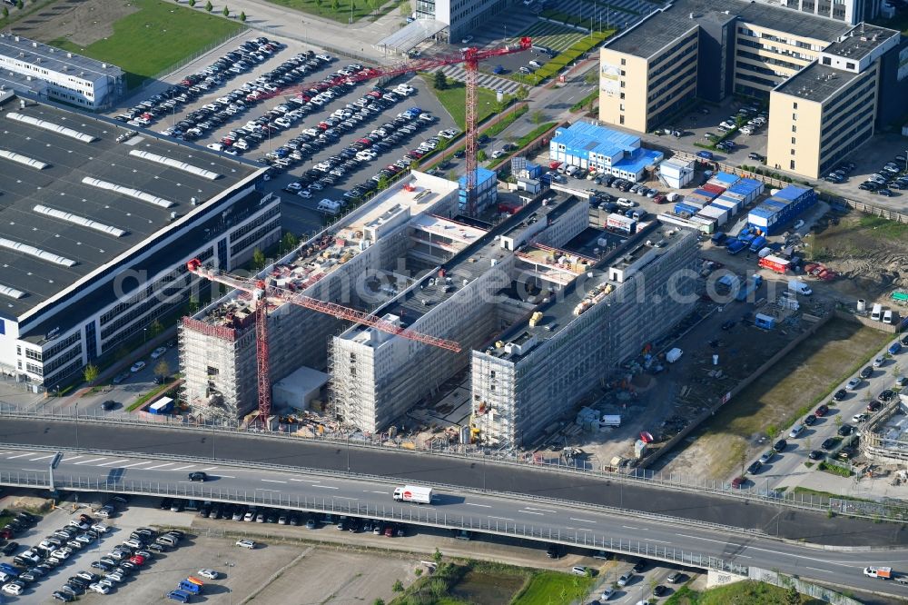 Aerial photograph Bremen - Construction site to build a new office and commercial building Forschungs- und Technologiezentrum EcoMaT on Airbusallee - Cornelius-Edzard-Strasse - Claudius-Dornier-Strasse in the district Neustadt in Bremen, Germany