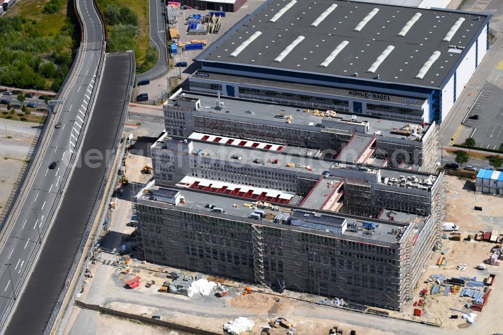 Bremen from above - Construction site to build a new office and commercial building Forschungs- und Technologiezentrum EcoMaT on Airbusallee - Cornelius-Edzard-Strasse - Claudius-Dornier-Strasse in the district Neustadt in Bremen, Germany