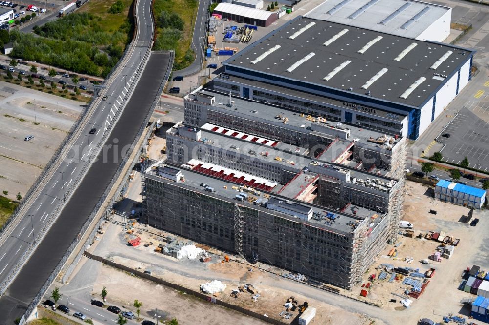 Bremen from the bird's eye view: Construction site to build a new office and commercial building Forschungs- und Technologiezentrum EcoMaT on Airbusallee - Cornelius-Edzard-Strasse - Claudius-Dornier-Strasse in the district Neustadt in Bremen, Germany