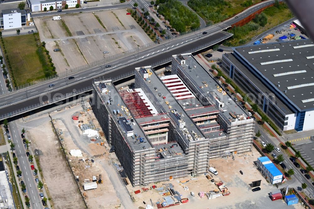 Aerial image Bremen - Construction site to build a new office and commercial building Forschungs- und Technologiezentrum EcoMaT on Airbusallee - Cornelius-Edzard-Strasse - Claudius-Dornier-Strasse in the district Neustadt in Bremen, Germany