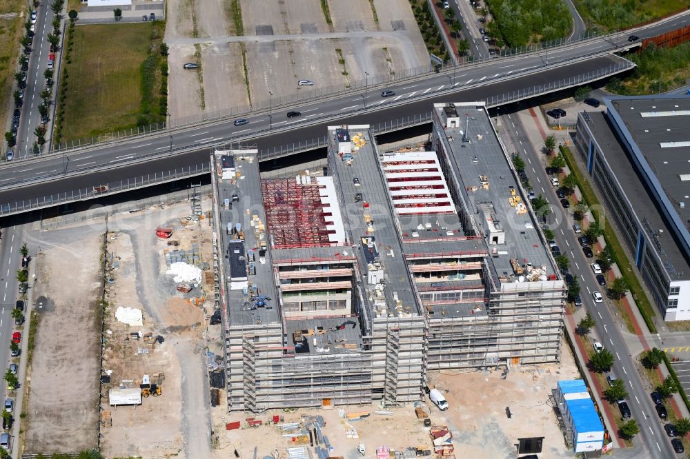 Aerial photograph Bremen - Construction site to build a new office and commercial building Forschungs- und Technologiezentrum EcoMaT on Airbusallee - Cornelius-Edzard-Strasse - Claudius-Dornier-Strasse in the district Neustadt in Bremen, Germany