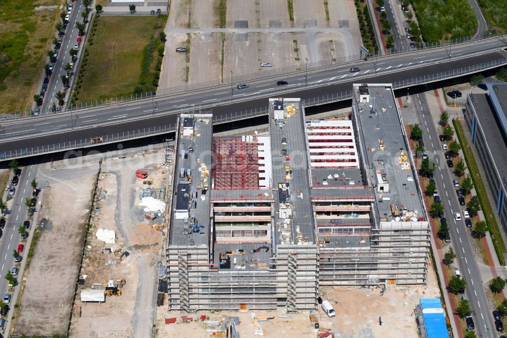 Bremen from above - Construction site to build a new office and commercial building Forschungs- und Technologiezentrum EcoMaT on Airbusallee - Cornelius-Edzard-Strasse - Claudius-Dornier-Strasse in the district Neustadt in Bremen, Germany