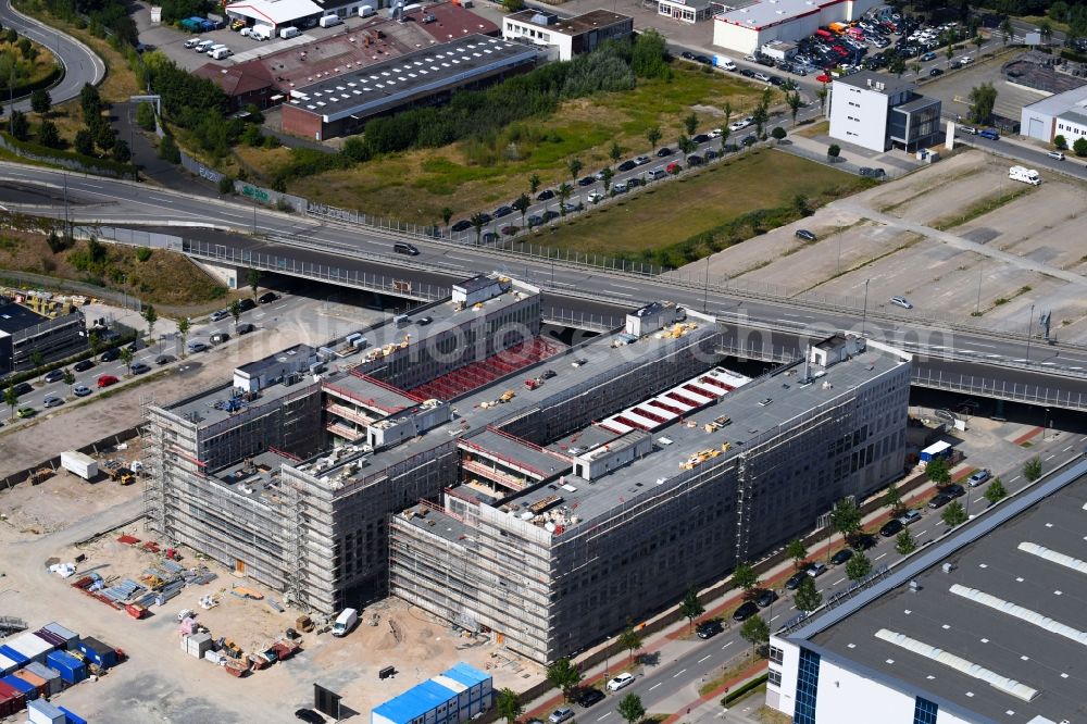 Bremen from above - Construction site to build a new office and commercial building Forschungs- und Technologiezentrum EcoMaT on Airbusallee - Cornelius-Edzard-Strasse - Claudius-Dornier-Strasse in the district Neustadt in Bremen, Germany