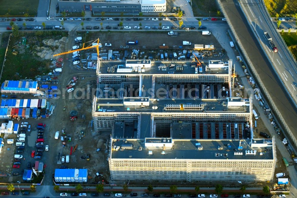 Bremen from above - Construction site to build a new office and commercial building Forschungs- und Technologiezentrum EcoMaT on Airbusallee - Cornelius-Edzard-Strasse - Claudius-Dornier-Strasse in the district Neustadt in Bremen, Germany