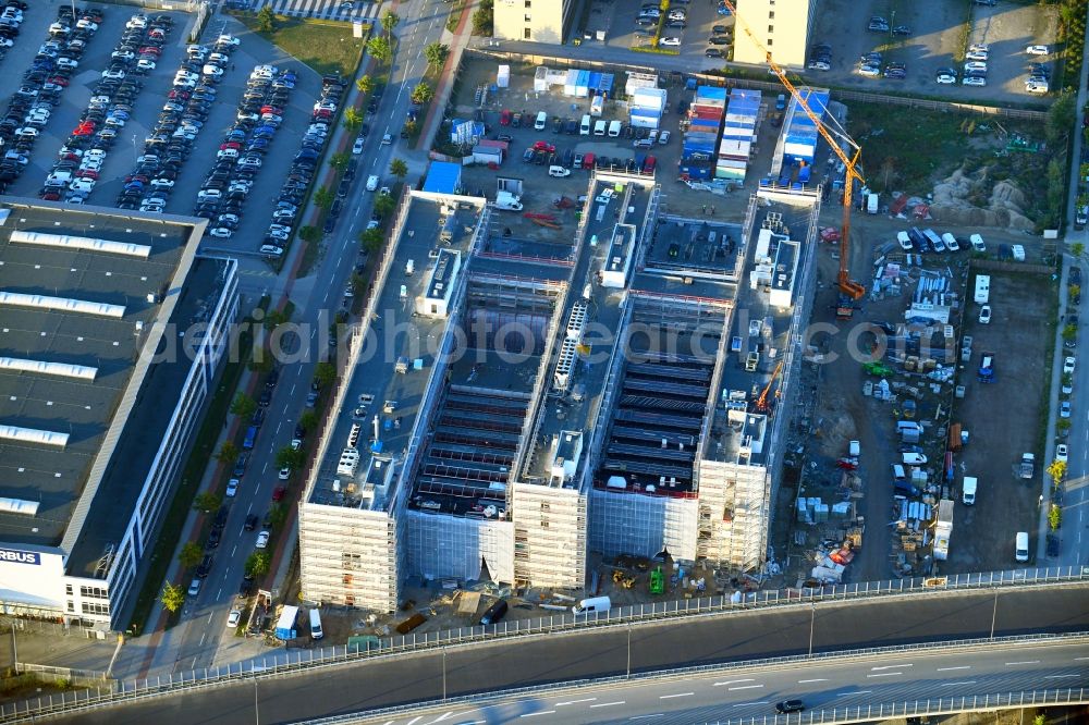 Aerial image Bremen - Construction site to build a new office and commercial building Forschungs- und Technologiezentrum EcoMaT on Airbusallee - Cornelius-Edzard-Strasse - Claudius-Dornier-Strasse in the district Neustadt in Bremen, Germany